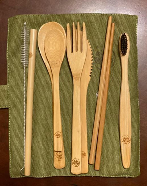 reusable bamboo cutlery set